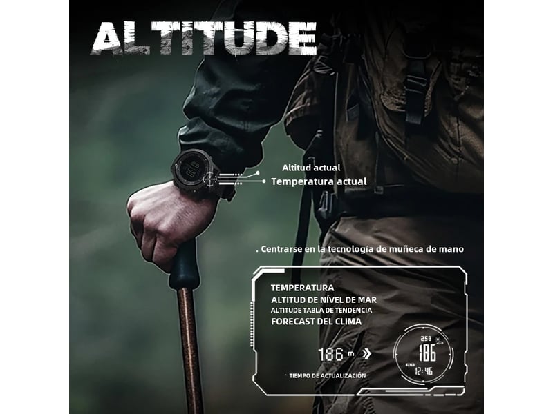  Montre numérique pour homme avec altimètre, baromètre et boussole, étanche jusqu'à 50 mètres.  - Conforama D