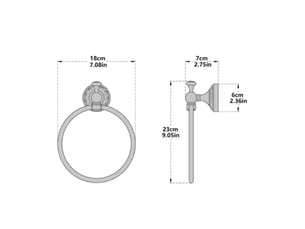 Accessoire de salle de bain – anneau porte-serviettes mural – diamètre de 18 cm – or vintage – en laiton