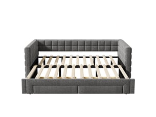 Lit banquette 90x200 cm <strong>ZOVIRA</strong> <strong></strong> coloris gris