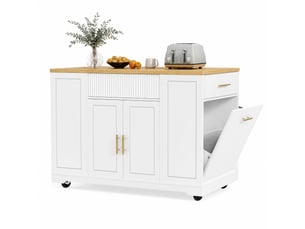 Desserte de cuisine 120x50x92 cm avec roulettes, 2 portes et 3 tiroirs mdf métal blanc