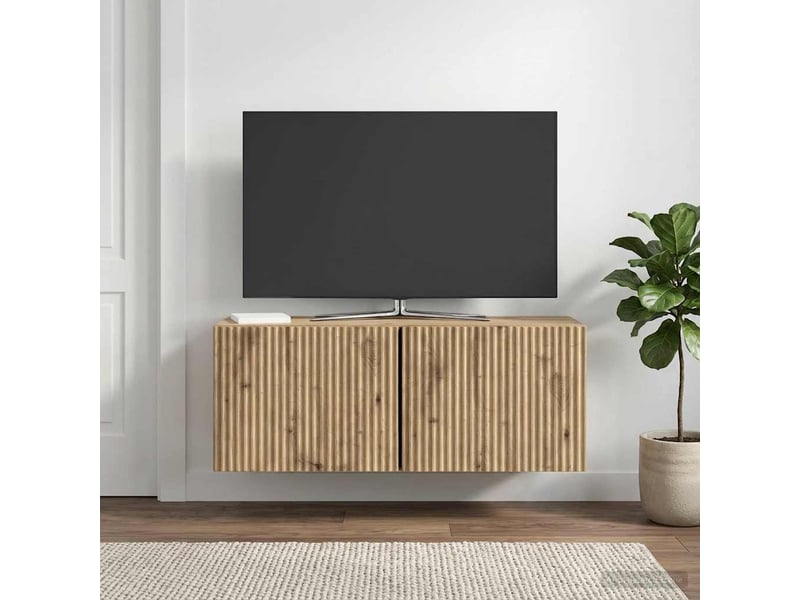  Meuble tv - banc tv - meuble de rangement mural 78,5 x 31 x 30 cm chêne artisanal  - Conforama D