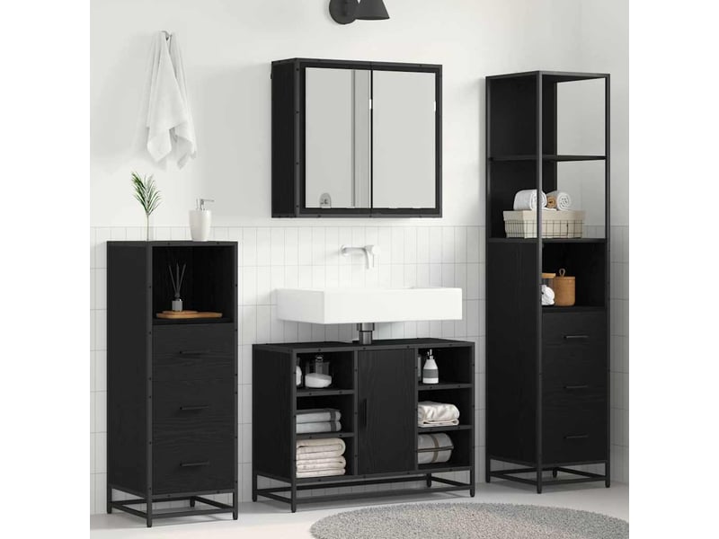  Ensemble de mobilier de salle de bain 3 pc chêne noir cf64350  - Conforama B