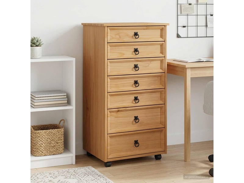  Caisson roulant de bureau avec tiroirs corona brun miel shl2198  - Conforama B