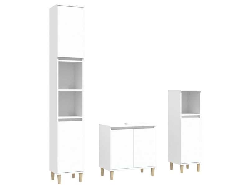 Ensemble de meubles salle de bain 3 pcs blanc bois d'ingénierie cf63935 - Conforama A