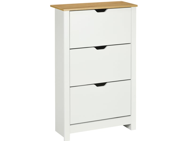 Meuble à chaussures avec 3 compartiments rabattables, plateau de rangement, pour entrée, blanc, 72 × 26 × 112 cm - Conforama A