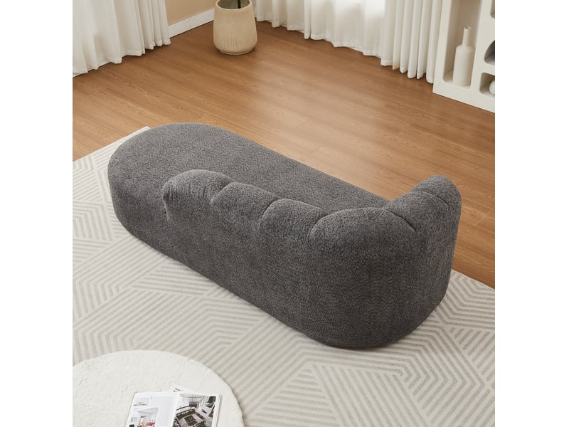  Méridienne en chenille avec dossier ondulé et assise rembourrée, design moderne, anthracite  - Conforama C