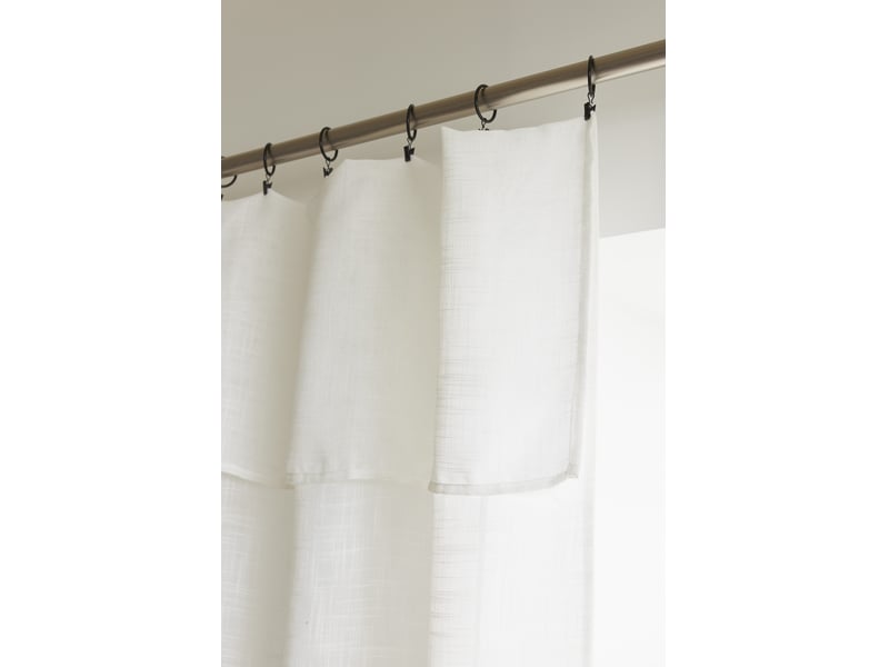  Rideau ajustable + 8 anneaux pince 140 x 270 cm polyester effet lin nia ivoire 15661 - Conforama E