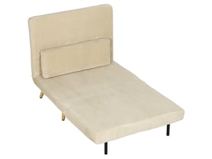 Fauteuil convertible, dossier réglable, avec coussins, en velours côtelé, coloris beige, l90 x p75 x h84 cm
