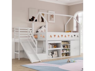 Lit mezzanine 90x200 cm <strong></strong>  <strong></strong> coloris blanc