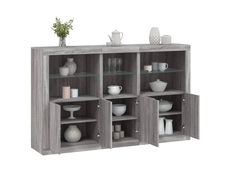  Buffet - bahut - meuble de rangement avec lumières led sonoma gris 162x37x100 cm  - Conforama B