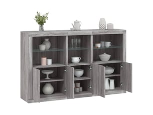 Buffet - bahut - meuble de rangement avec lumières led sonoma gris 162x37x100 cm