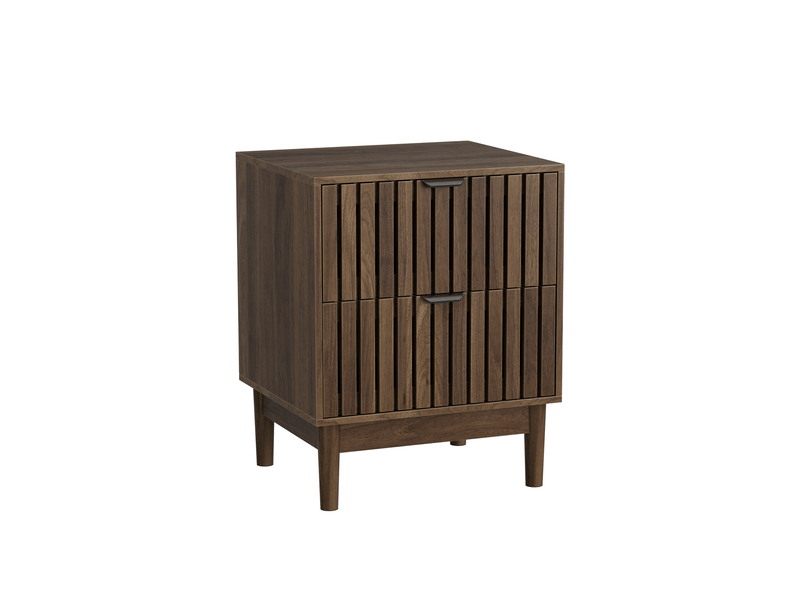 Table de chevet 2 tiroirs 45x39x56,5 cm mdf finition noyer - Conforama E