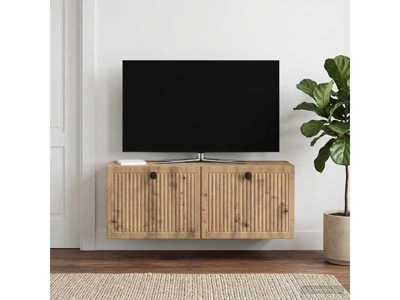 Meuble tv - banc tv - meuble de rangement mural 78,5 x 31 x 30 cm chêne artisanal - Conforama D