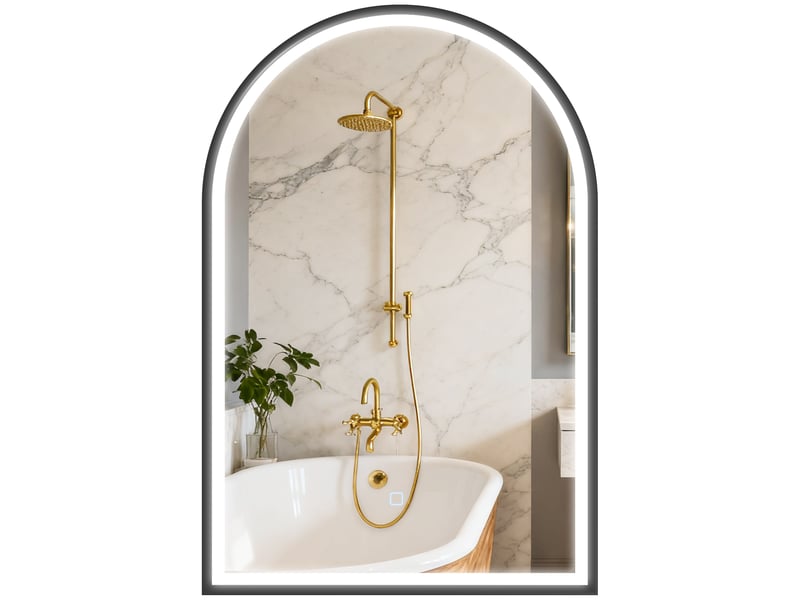  Miroir de salle de bain led arqué anti-buée tactile noir 60 x 4 x 90 cm  - Conforama A