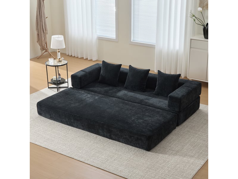  Canapé modulable, canapé de salon, base antidérapante, en chenille, poches latérales  - Conforama E