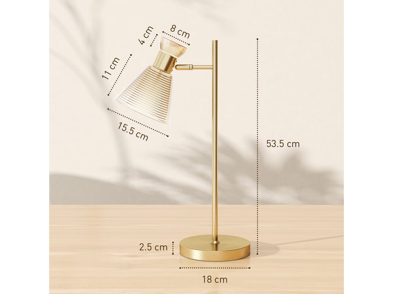  Lampe de table moderne avec abat-jour réglable en verre ambré et satiné, douille e27, dorée  - Conforama C