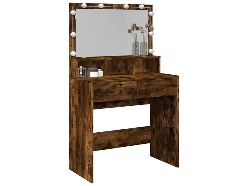 Coiffeuse, table de maquillage avec led chêne fumé 80x41x134,5 cm - Conforama D