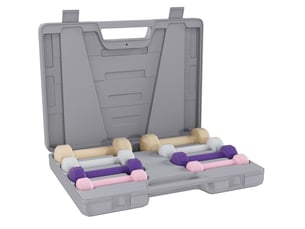 Set de 4 paires d'haltères hexagonales de 0,5 à 2 kg multicolores, avec mallette de rangement