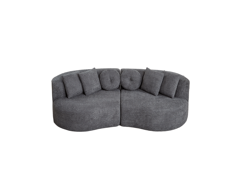  Canapé modulaire 2 places courbé sans accoudoirs - lpospi - dossier continu, chenille - gris anthracite  - Conforama A