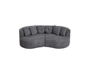 Canapé modulaire 2 places courbé sans accoudoirs - dossier continu, chenille - gris anthracite