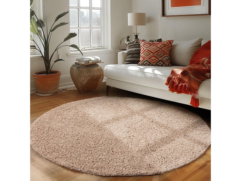 Shaggy - tapis uni rond - beige 160 x 160 cm LIFE1601601500BEIGE - Conforama B