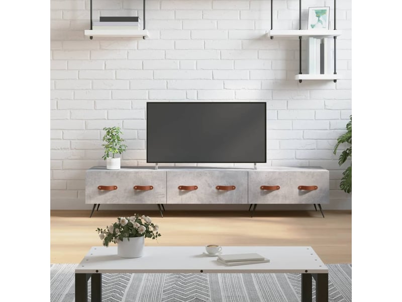  Meuble tv - banc tv - meuble de rangement gris béton 150x36x30 cm bois d'ingénierie  - Conforama B