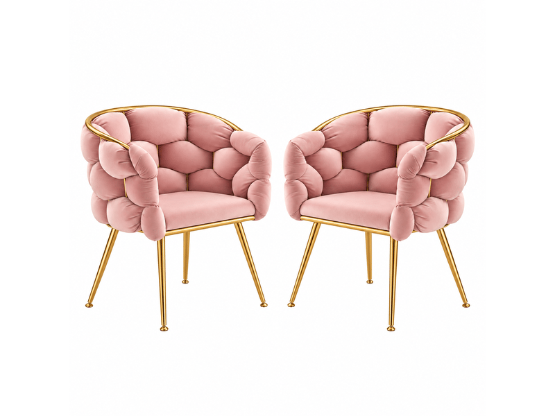 Fauteuil d’appoint moderne, chaise de coiffeuse avec structure en métal, lot de 2 - Conforama A