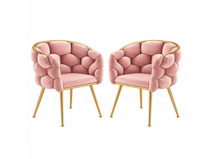 Fauteuil d’appoint moderne, chaise de coiffeuse avec structure en métal, lot de 2