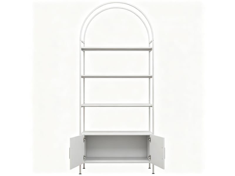 Bibliothèque arquée 4 niveaux avec armoire à double porte, rangement pour salon et bureau - Conforama A