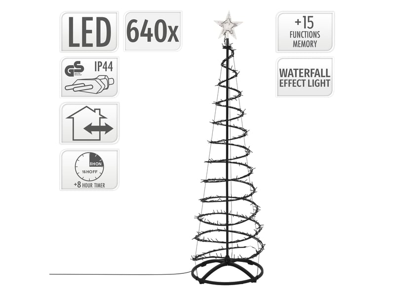 Ecd germany sapin de noël spirale led 180 cm avec étoile éclairage de noël cône guirlande lumineuse effet cascade avec 15 modes de lumière minuterie et 640 leds blanc chaud pour maison ou jardin ip44 ECD Germany GmbH - Conforama D