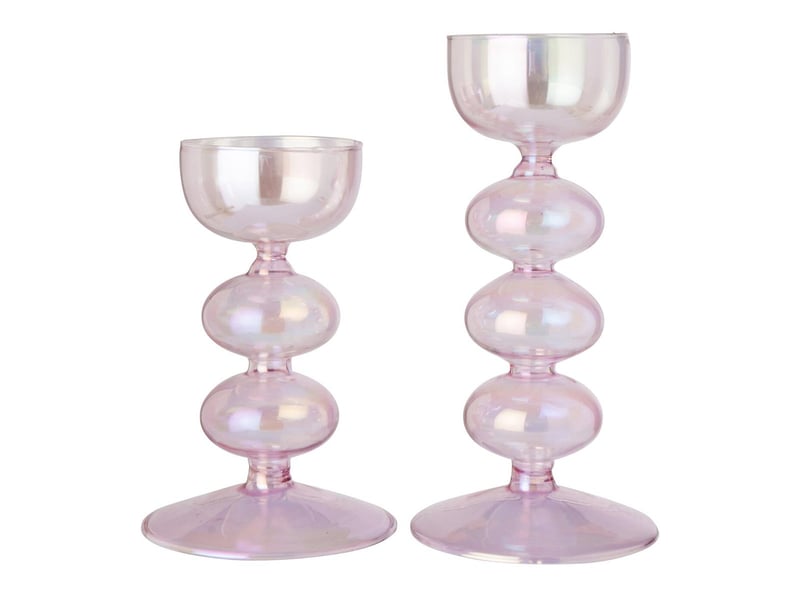  Lot de 2 bougeoirs en verre nadège 16cm rose  - Conforama A