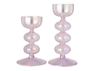 Lot de 2 bougeoirs en verre nadège 16cm rose