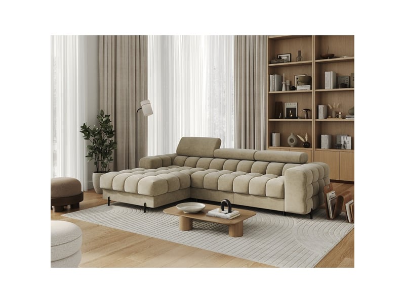 Canapé d'angle gauche convertible beige design élégant 285x99x181cm filtro - Conforama D