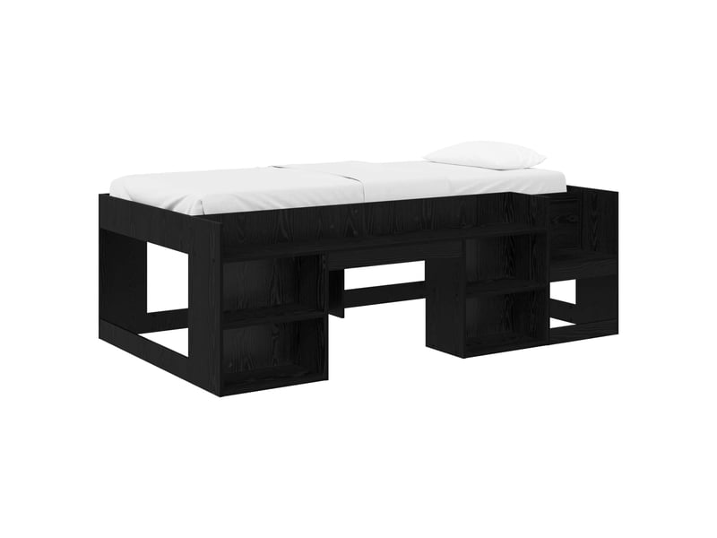 Cadre de lit pour enfants - lit jeune avec rangement chêne noir 80 x 200 cm - Conforama A