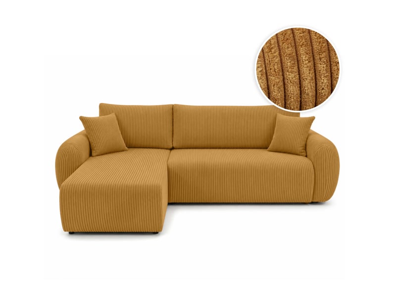  Alya - canapé d'angle convertible et réversible 3 places en velours côtelé  - Conforama A