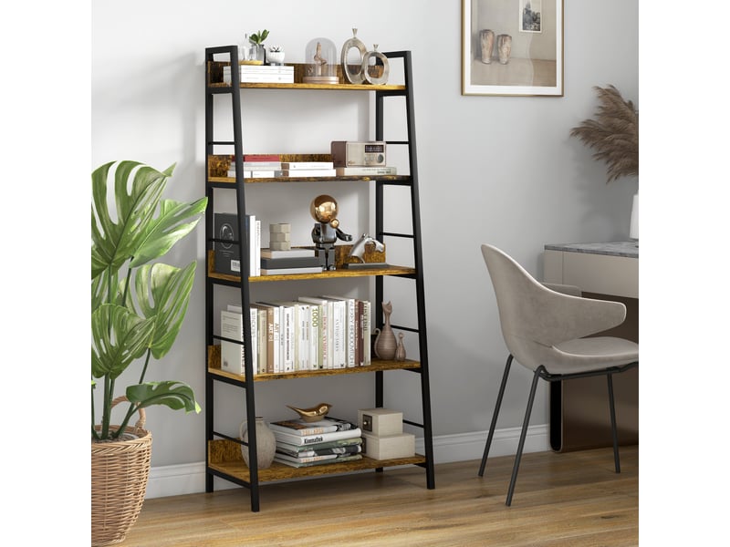  Étagère bibliothèque style industriel incliné 5 niveaux 70l x 35l x 150h cm  - Conforama D