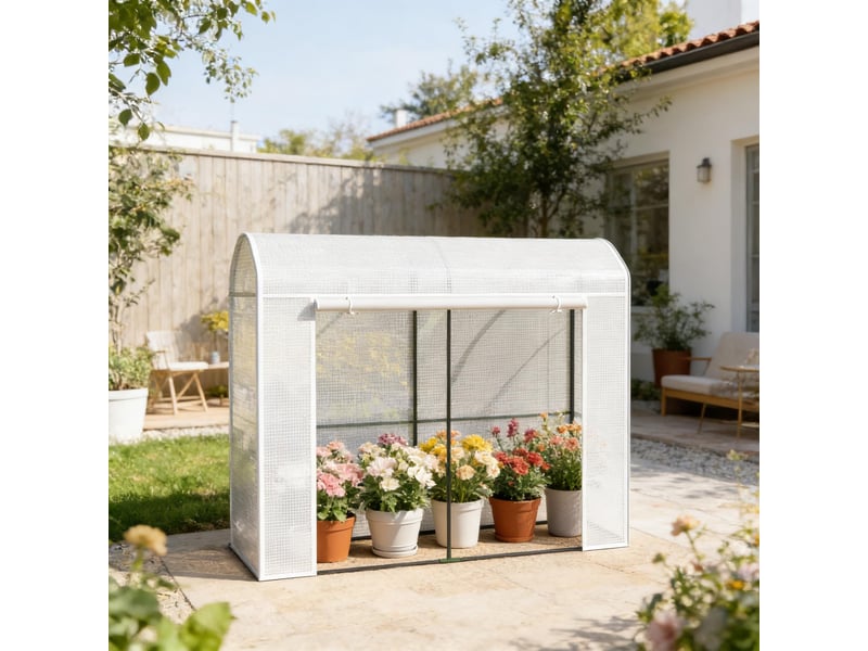 Serre de jardin - blanc - polyéthylène et acier - poids 5.8 kg - protection contre le froid et les uv 200x68x170cm - Conforama C
