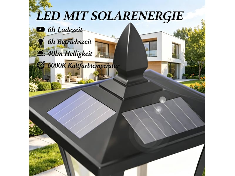  Lampadaire solaire de jardin 18 x 18 x 160 cm noir, acier inoxydable et plastique pp, led à allumage automatique  - Conforama E