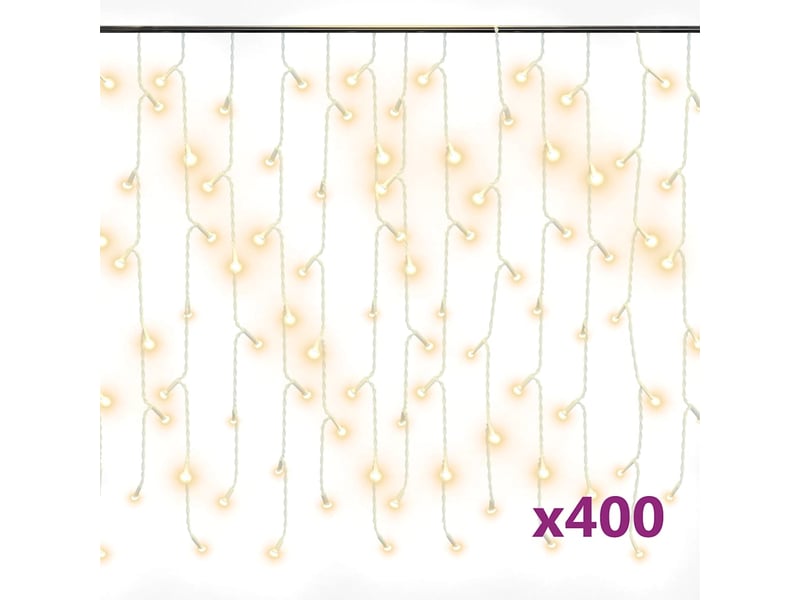  Rideau lumineux à glaçons led 10m 400led blanc chaud 8fonctions cf43935  - Conforama A