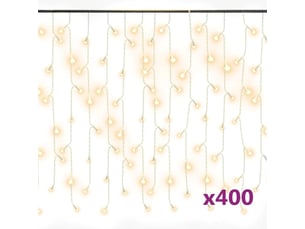 Rideau lumineux à glaçons led 10m 400led blanc chaud 8fonctions cf43935