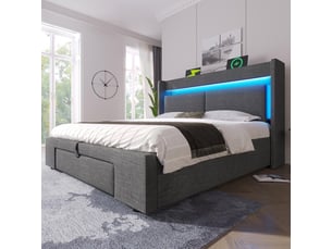 Lit coffre 160x200 cm <strong>XYLO</strong> <strong></strong> coloris gris