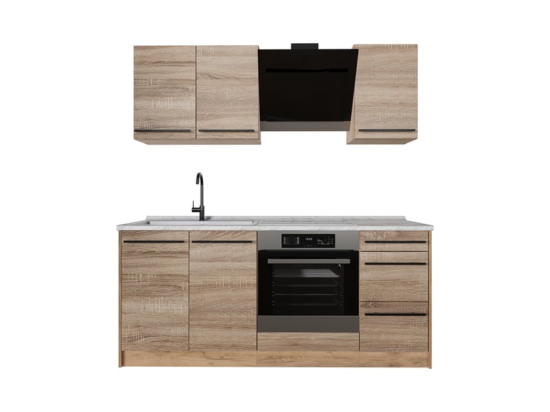 Vicco cuisine, sonomachêne doré, 180cm, pt marbre - Conforama A