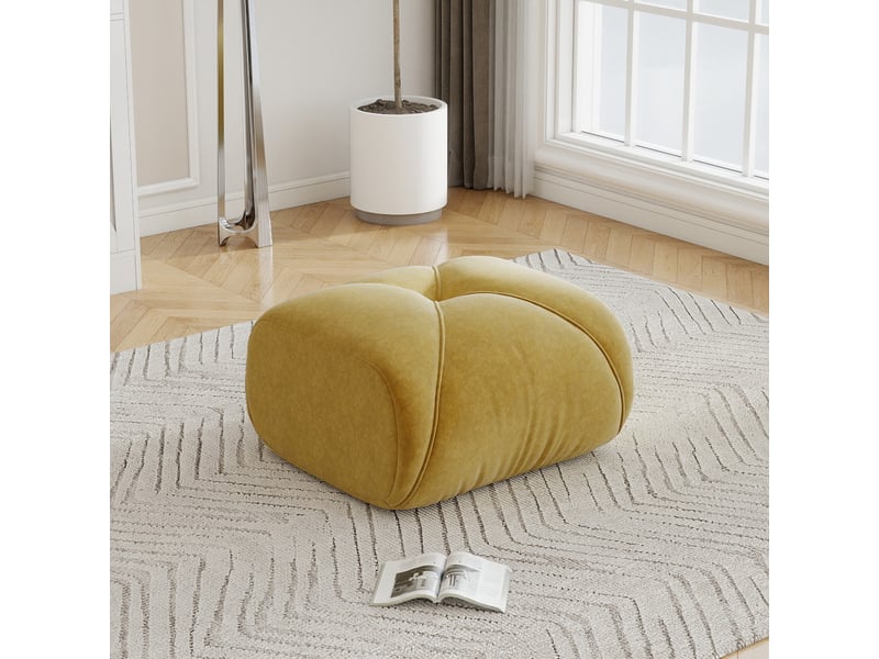 Ottoman elowin chenille-jaune SF20250056012 - Conforama B