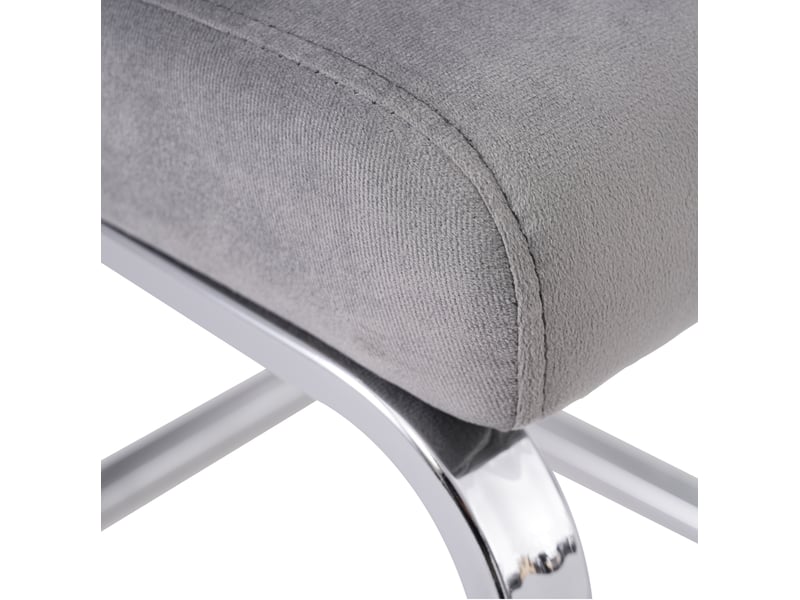  Lot de 6 chaises de salle à manger 42x52x88 cm en velours gris, dossier diamant, pieds métalliques argentés  - Conforama E
