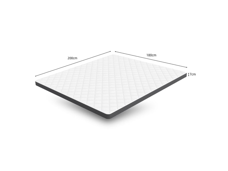  Matelas 180x200 cm - épaisseur 7 cm, indice h3, 7 zones, cœur en mousse profilée sur les deux côtés, livré comprimé, certifié oeko-tex, blanc et gris Luxe haut de gamme - Conforama C