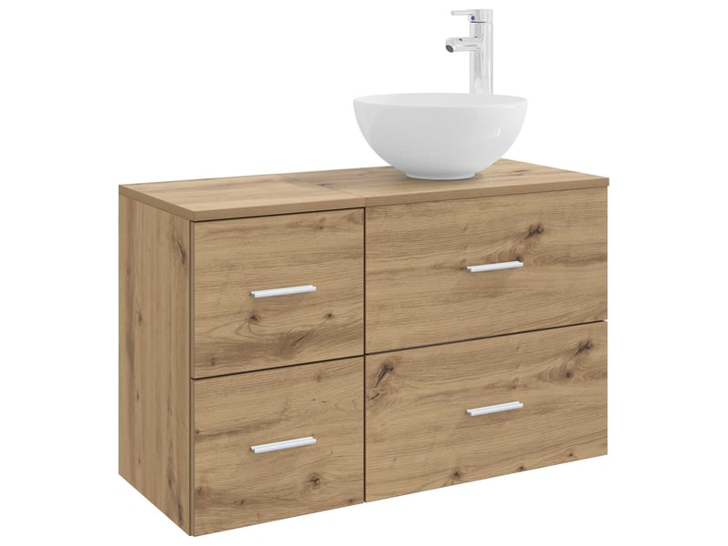  Ensemble de mobilier de salle de bain 2 pcs chêne artisanal shl4856  - Conforama A