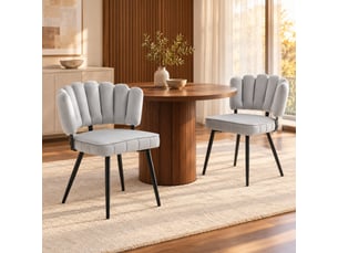 Lot de 2 chaises de salle à manger,60x48x80 cm,velours,gris clair et noir