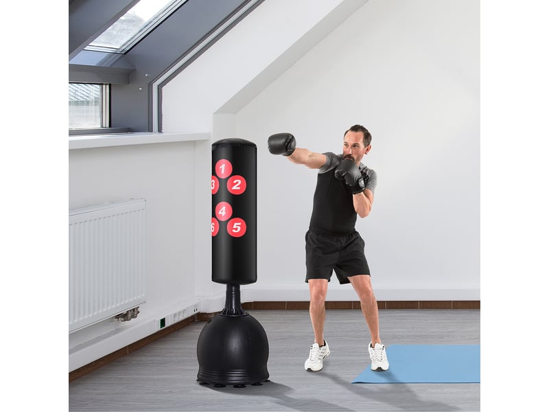  Sac de frappe autoportant, sac de frappe pour adultes et enfants, adapté à la boxe et aux arts martiaux (50x50x165cm)  - Conforama C