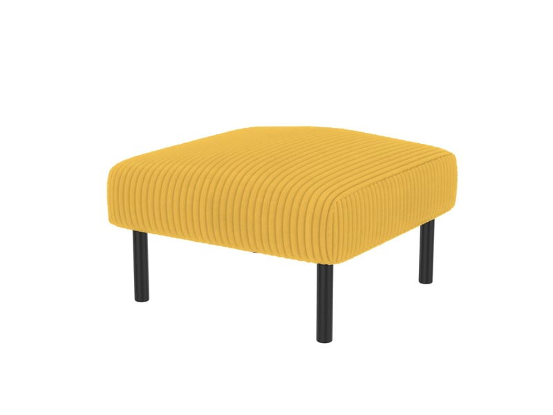  Pouf repose-pieds 56x51 cm avec structure métal, velours côtelé jaune moutarde Morn Vibe - Conforama A