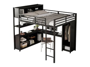Lit mezzanine 90x200 cm <strong>OKWISH</strong>  <strong></strong> coloris noir